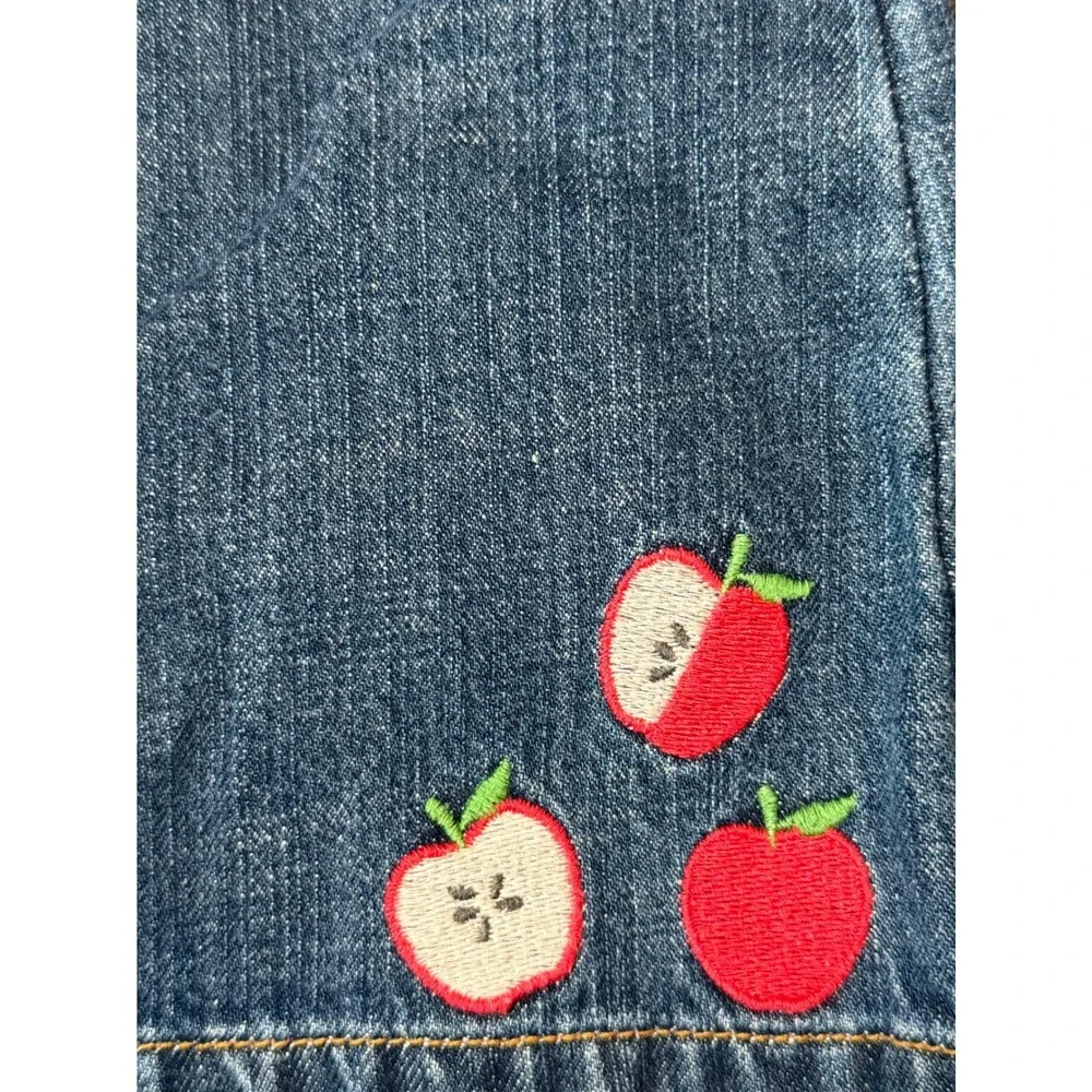 Gymboree Kids Girls Size 7 Denim Jeans Flared Leg Apple‎ Embroidered School Fall